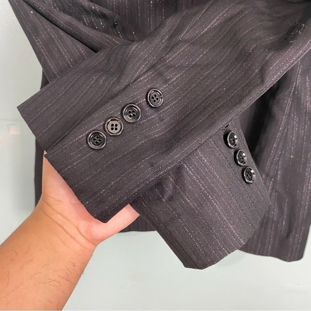 Dolce & Gabbana Pinstripe Metallic Blazer Sz 48‎ or US 38 Black Read Description